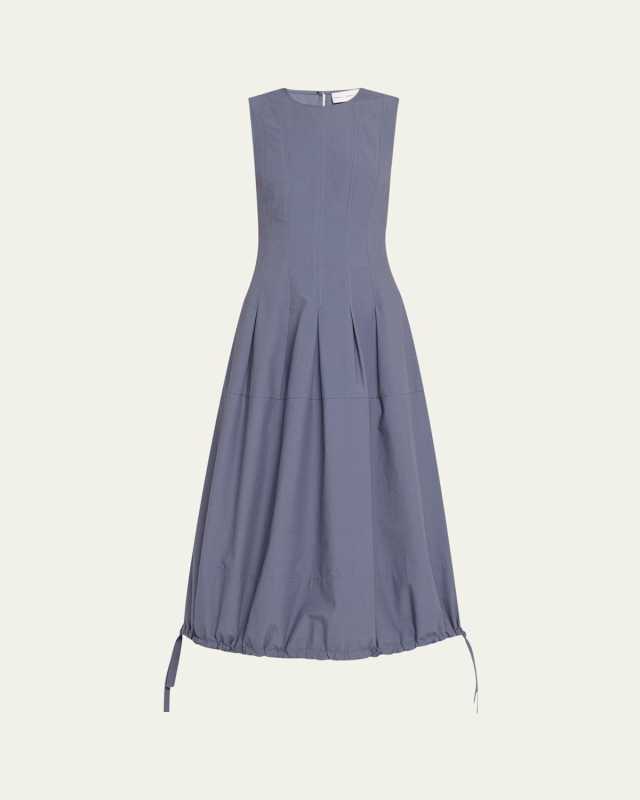 Marley Drawstring Brushed Poplin Midi Dress